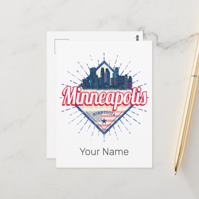 Carte Postale Minneapolis Minnesota USA Skyline États-Unis (Devant/Arrière en situation)