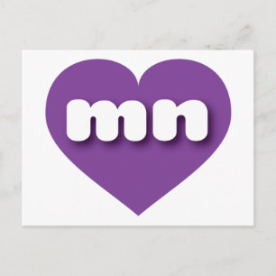 Carte Postale Minnesota coeur violet - J'aime les hommes
