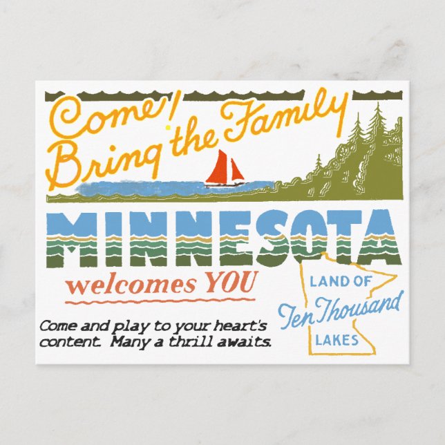 Carte Postale Minnesota - Terre des Dix Mille Lacs (Devant)