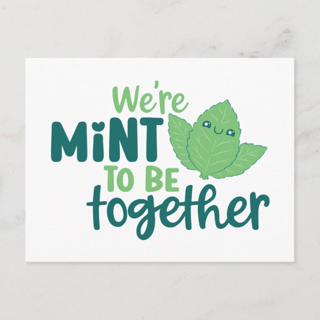 Carte Postale Mint To Be Together Cute Pun Funny Valentine's Day (Devant)