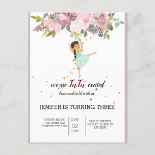 Carte Postale Minuscule danseur   Ballet Floral rose Fête Annive