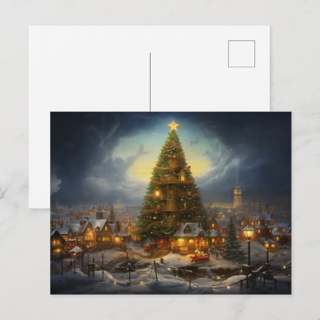 Carte Postale Miracles de Noël avec grand arbre (Devant / Derrière)