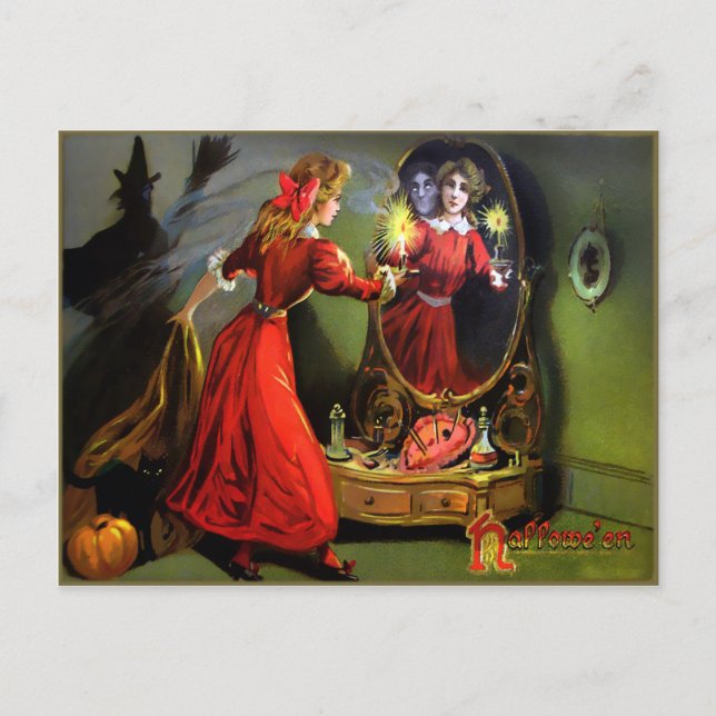 Carte postale miroir Halloween Déplaisant vintage (Devant)