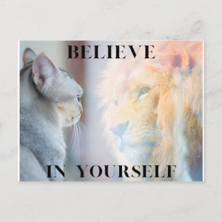 Carte Postale Miroir Kitten & Lion Croyez en vous-même
