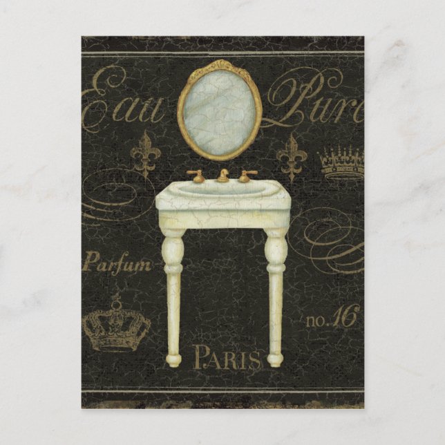 Carte Postale Miroir vintage et évier (Devant)