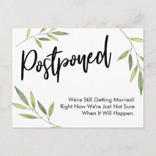 Carte Postale Mise à jour du Mariage reportée de verdure simple