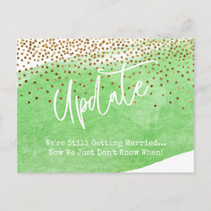 Carte Postale Mise à jour Mariage reportée Confetti & Green Brus