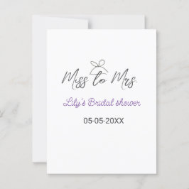 Carte Postale Miss à Mme shower de mariage ajoutez nom date anné
