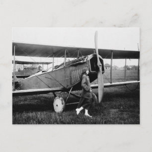 Carte Postale Miss Katherine Stinson et son avion Curtiss