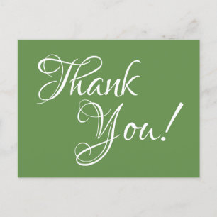 Carte Postale Miss Merci de calligraphie verte et blanche