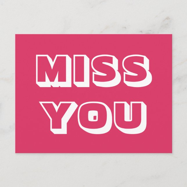 Carte Postale Miss You, cerise blanche moderne audacieuse (Devant)