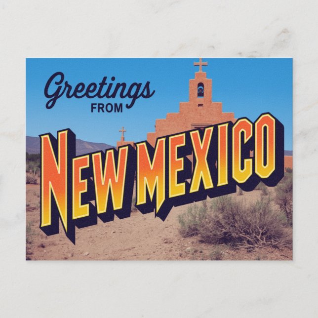 Carte Postale Mission Adobe du Nouveau-Mexique (Devant)