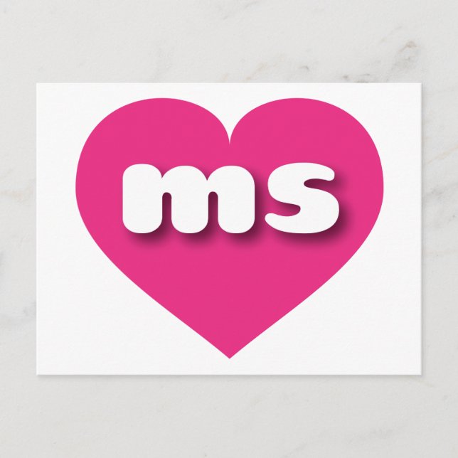 Carte Postale Mississippi coeur rose chaud - I love ms (Devant)