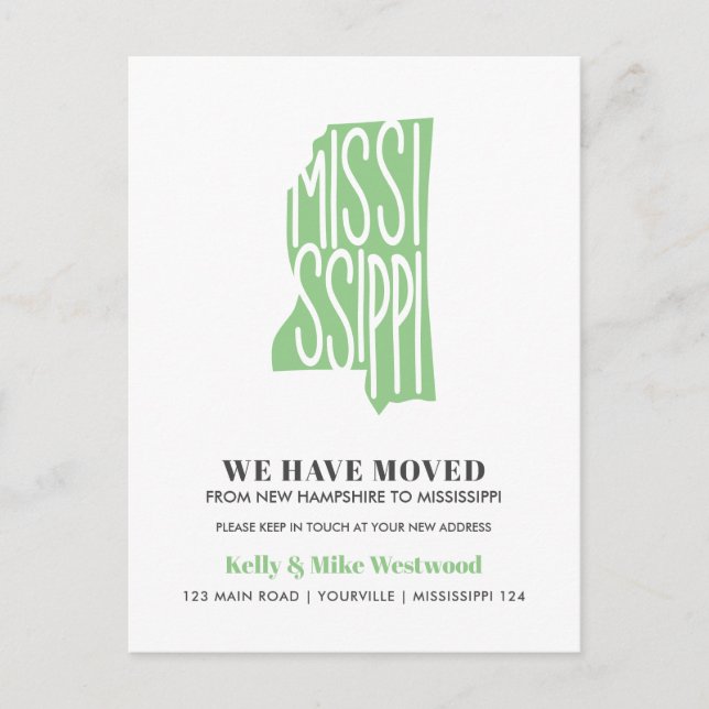 Carte Postale MISSISSIPPI Nous avons déplacé Nouvelle adresse No (Devant)