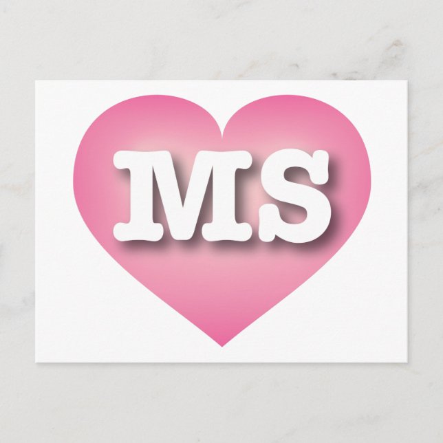 Carte Postale Mississippi Pink Fade Heart - J'aime MS (Devant)