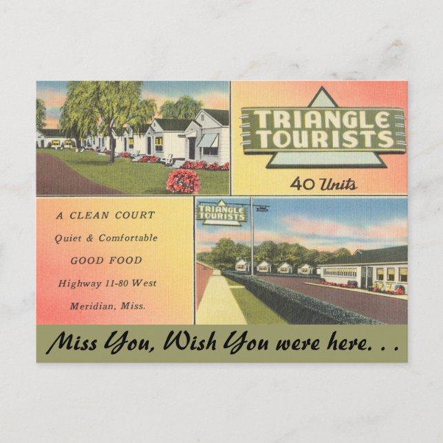 Carte Postale Mississippi, Touristes du triangle, Méridien (Devant)