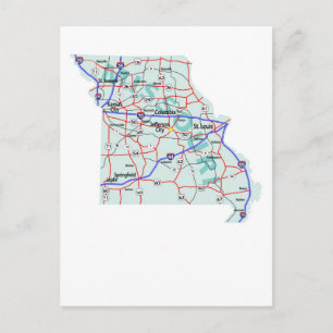 Carte postale Missouri Interstate Map