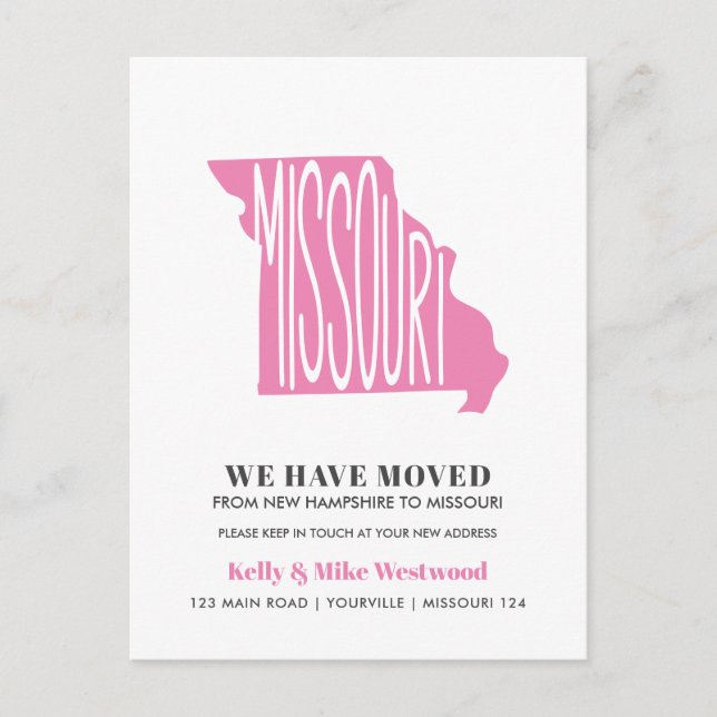 Carte Postale MISSOURI Nous avons déménagé Nouvelle adresse Nouv (Devant)