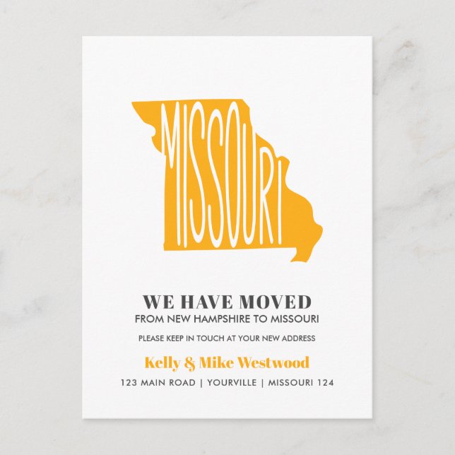 Carte Postale MISSOURI Nous avons déplacé Nouvelle adresse Nouve (Devant)