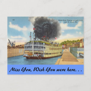Carte Postale Missouri, Vapeur dans les écluses, St. Louis