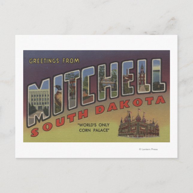 Carte Postale Mitchell, Dakota du Sud - Scènes de grandes lettre (Devant)