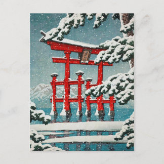 Carte Postale Miyajima dans Snow Hasui Kawase shin hanga art