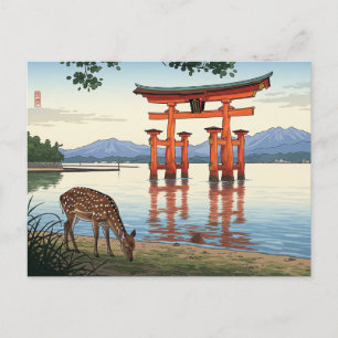 Carte Postale Miyajima Flottant Torii Itsukushima Sanctuaire Voy