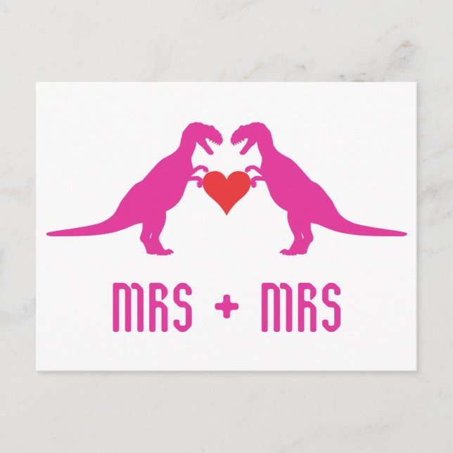 Carte Postale Mme+Mme- L'amour est l'amour des dinosaures (Devant)