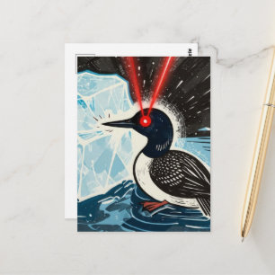 Carte postale MN Loon yeux laser rouges en colère 