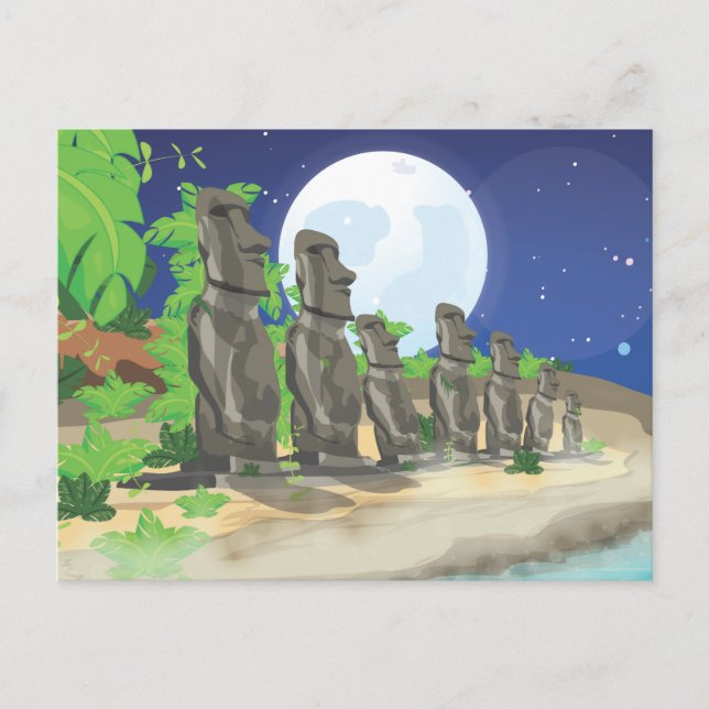 Carte Postale Moai de l'île de Pâques (Devant)