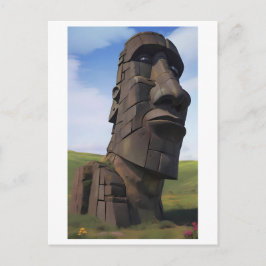 Carte Postale Moai sur la taupinière