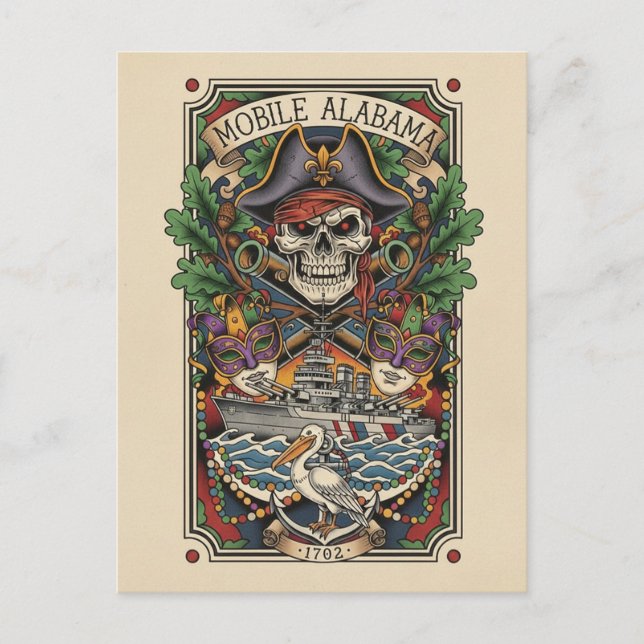 Carte Postale Mobile Alabama Travel (Devant)