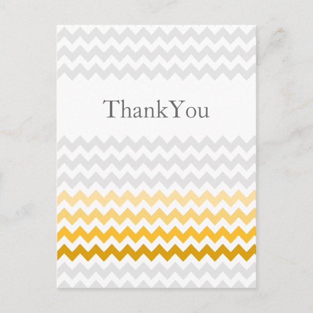Carte Postale Mod chevron jaune et gris Ombre Merci (Devant)