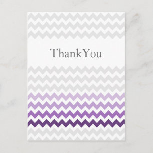 Carte Postale Mod chevron violet Ombre mariage Merci