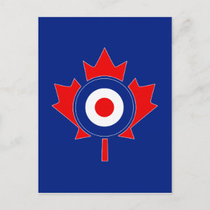 Carte Postale Mod de la feuille d'érable canadienne en bleu