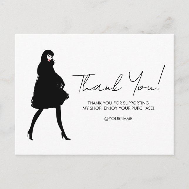 Carte Postale Mod Fashion Girl Boutique Merci scénarisé (Devant)