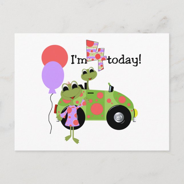 Carte Postale Mod Frogs 4th Birthday Tshirts et cadeaux (Devant)