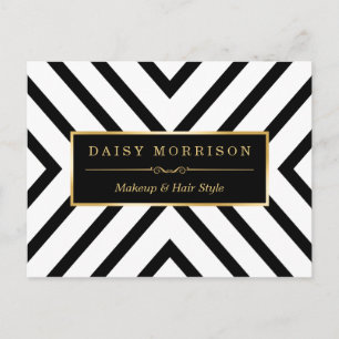 Carte Postale Mode Classy Gold Black White Stripes Motif