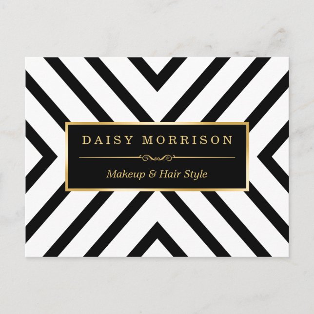 Carte Postale Mode Classy Gold Black White Stripes Motif (Devant)