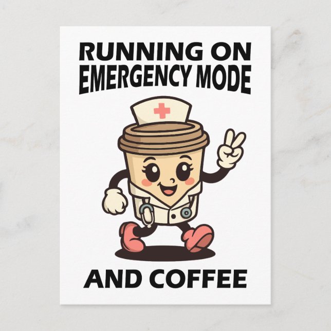 Carte Postale Mode d'urgence actif - Alimenté par café (Devant)
