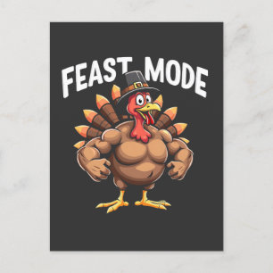 Carte Postale Mode fête Drôle Thanksgiving Turquie Fitness Repas