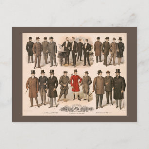 Carte Postale Mode homme automne et hiver 1895