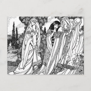 Carte Postale Mode Médiéval Noir Et Blanc