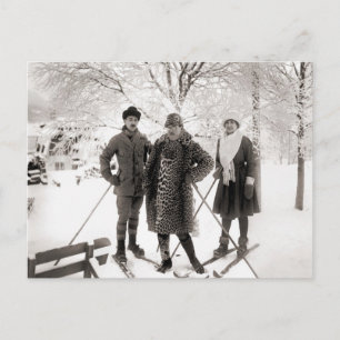 Carte Postale Mode ski vintage, 1910