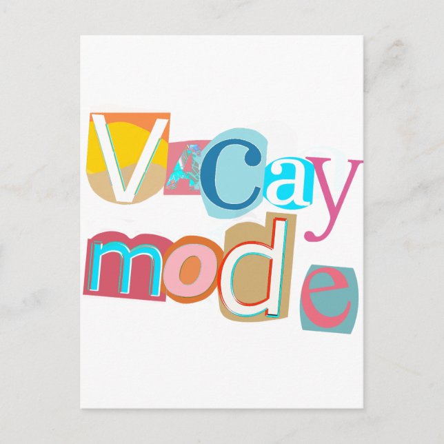 Carte Postale Mode Vacay Rétro Style Plage (Devant)