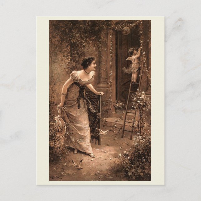 Carte Postale Mode victorienne, Aide Cherub, Style Vintage (Devant)