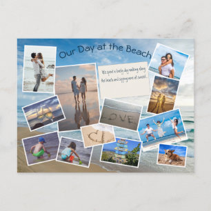 Carte Postale Modèle de collage photo de journée à la plage