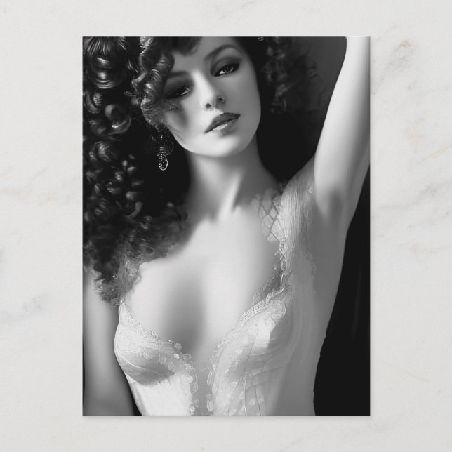 Carte Postale Modèle de lingerie noir et blanc (Devant)