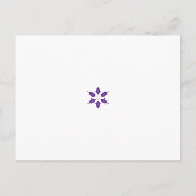Carte Postale Modèle de mandala floral violet stylisé sur un noi (Devant)