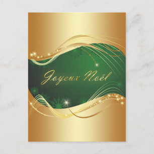 Carte Postale Modèle de Noël or avec fond vert